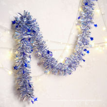 wholesale Laser Tinsel Artificial Christmas Garland with Double Color stars